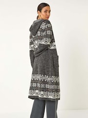Preto - Cardigan Longline com estampa Romana - Imagem 3 de 5