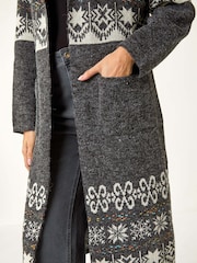 Preto - Cardigan Longline com estampa Romana - Imagem 5 de 5