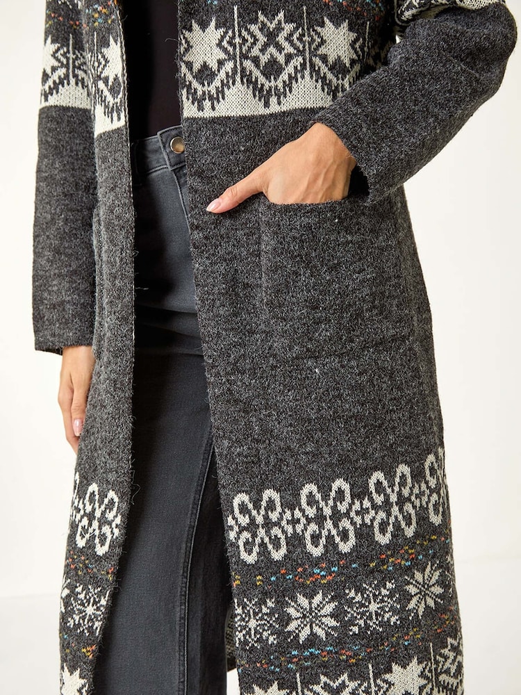 Preto - Cardigan Longline com estampa Romana - Imagem 5 de 5