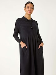 Roman Black Collared Neck Knitted Dress - Image 2 of 5