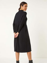 Roman Black Collared Neck Knitted Dress - Image 3 of 5
