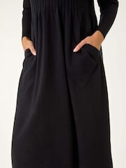Roman Black Collared Neck Knitted Dress - Image 5 of 5