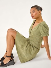 Roman Green Light Embroidered Cotton Stretch Jersey Dress - Image 1 of 5