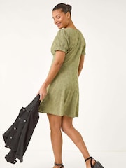 Roman Green Light Embroidered Cotton Stretch Jersey Dress - Image 3 of 5