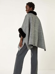 Roman Faux Fur Pocket Knit Cardigan Cape - Slika 3 iz 5