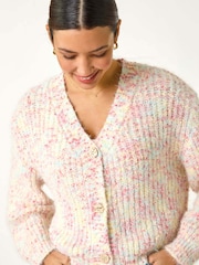 Roman Pink Speckled V-Neck Knit Cardigan - Image 1 of 5