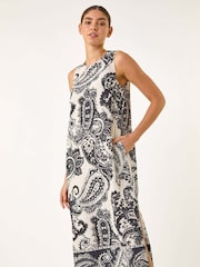 Roman Black Paisley Print Midi Dress - Image 1 of 5