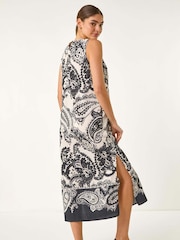 Roman Black Paisley Print Midi Dress - Image 2 of 5