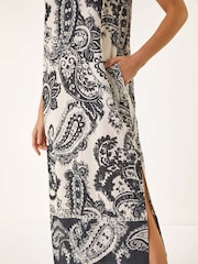 Roman Black Paisley Print Midi Dress - Image 5 of 5