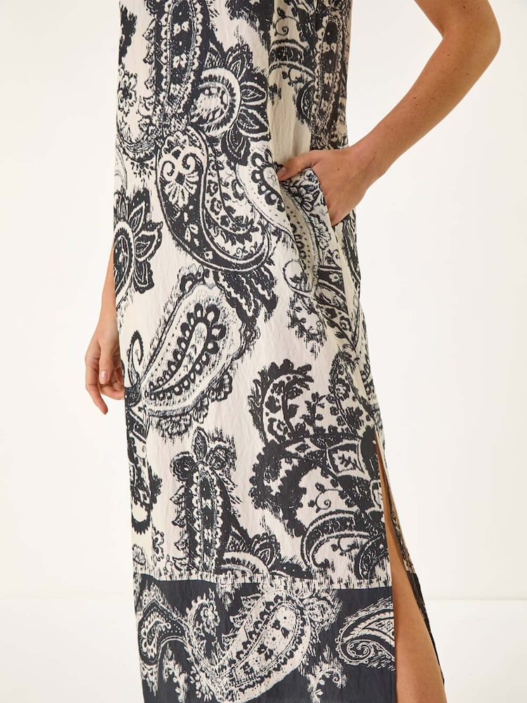 Roman Black Paisley Print Midi Dress - Image 5 of 5