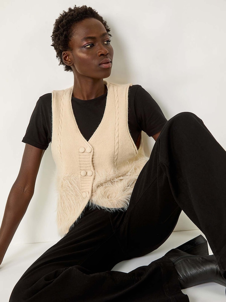 Roman Natural Tassle Faux Fur Jumper Vest - Image 1 of 5