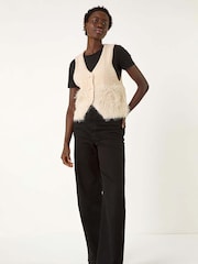 Roman Natural Tassle Faux Fur Jumper Vest - Image 2 of 5