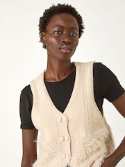 Roman Natural Tassle Faux Fur Jumper Vest - Image 4 of 5