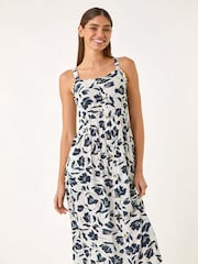 Roman White Floral Print Midi Sundress - Image 1 of 5