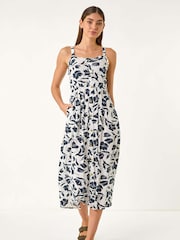 Roman White Floral Print Midi Sundress - Image 2 of 5