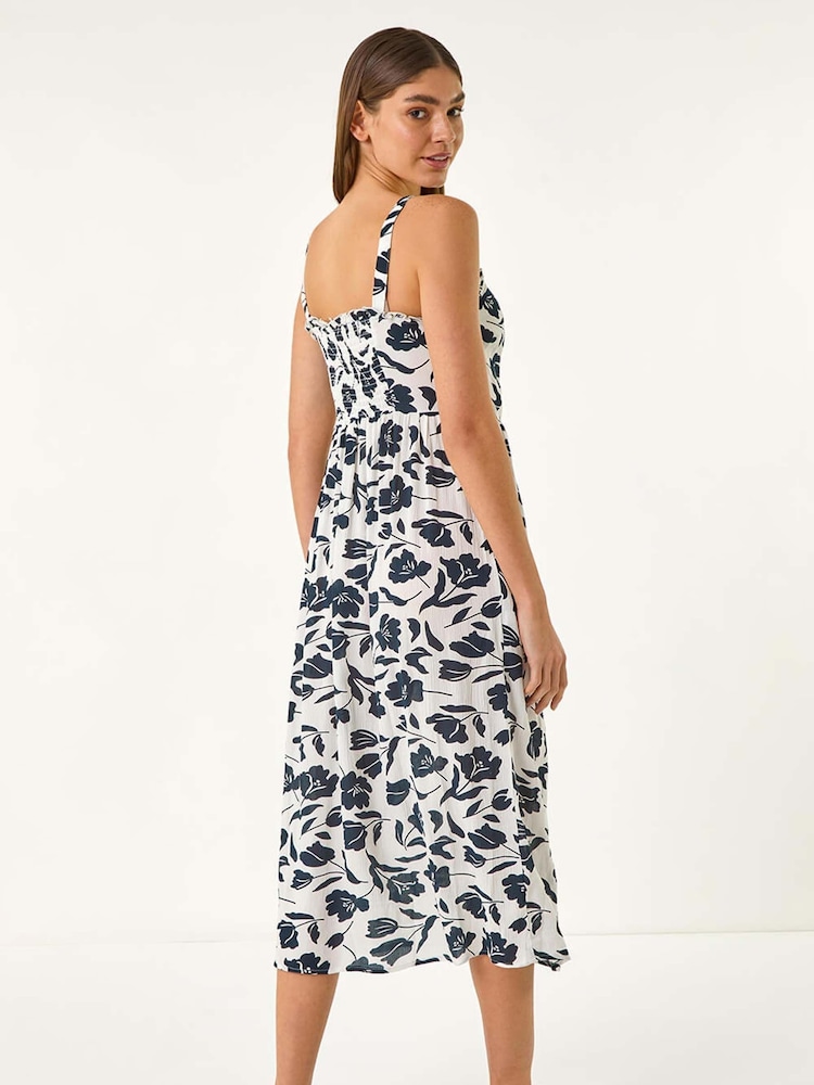 Roman White Floral Print Midi Sundress - Image 3 of 5