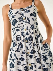 Roman White Floral Print Midi Sundress - Image 5 of 5