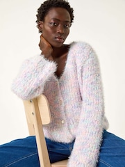 Roman Pink Contrast Knit Cardigan - Image 1 of 5