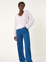 Roman Pink Contrast Knit Cardigan - Image 2 of 5