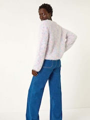 Roman Pink Contrast Knit Cardigan - Image 3 of 5