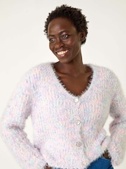 Roman Pink Contrast Knit Cardigan - Image 4 of 5