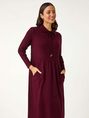 Roman Red Collared Neck Knitted Dress - Image 2 of 5