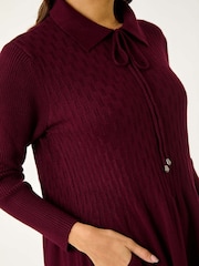 Roman Red Collared Neck Knitted Dress - Image 5 of 5
