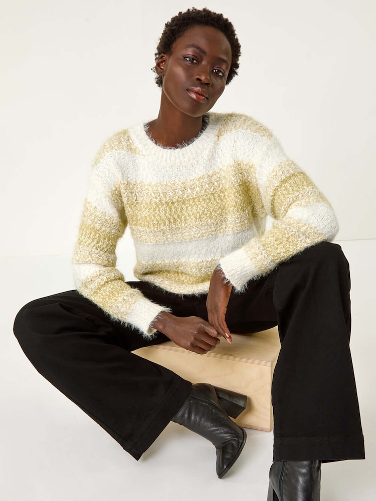 Roman Green Contrast Shaded Stripe Jumper - Image 1 of 5