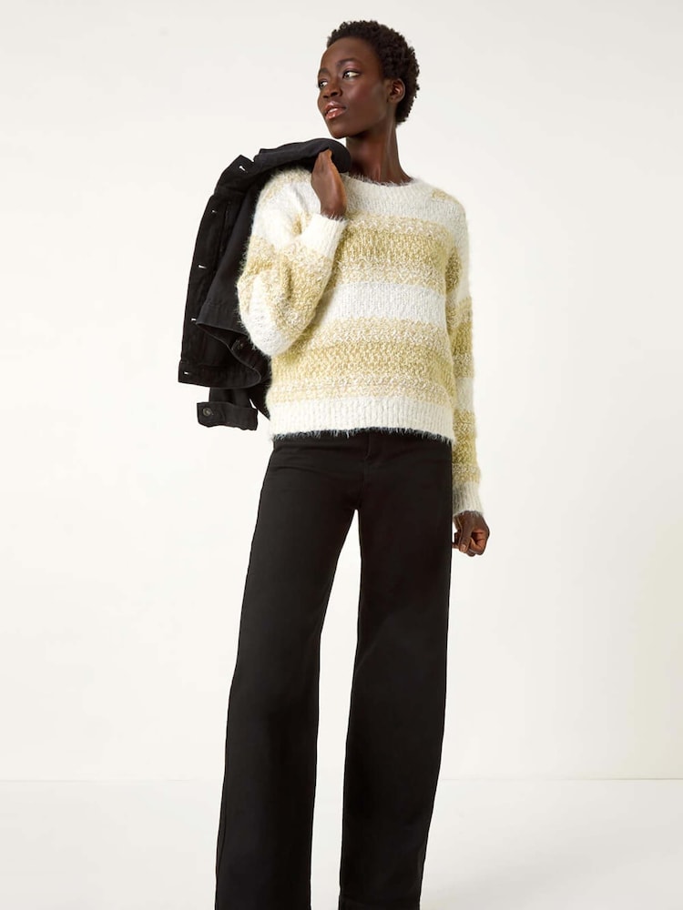 Roman Green Contrast Shaded Stripe Jumper - Image 2 of 5