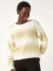 Roman Green Contrast Shaded Stripe Jumper - Image 4 of 5