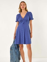 Roman Blue Embroidered Cotton Stretch Jersey Dress - Image 2 of 5