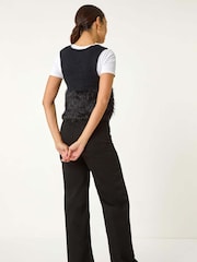 Roman Black Tassle Faux Fur Jumper Vest - Image 3 of 5