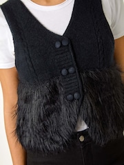 Roman Black Tassle Faux Fur Jumper Vest - Image 5 of 5