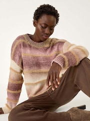 Roman Brown Ombre Stripe Knit Jumper - Image 1 of 5