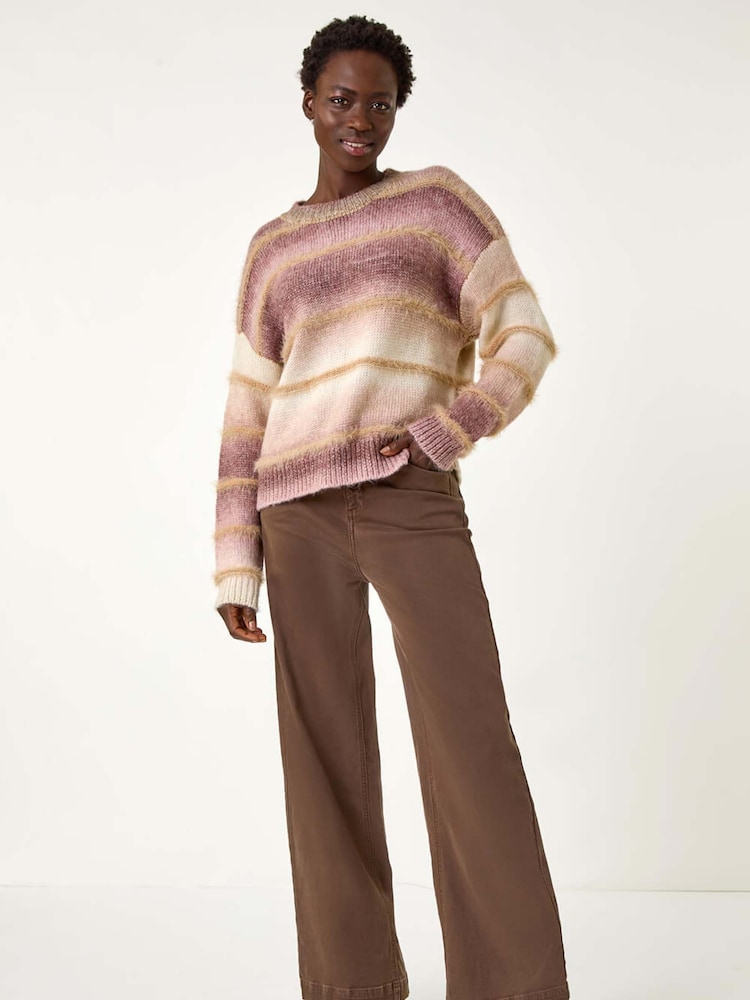 Roman Brown Ombre Stripe Knit Jumper - Image 2 of 5