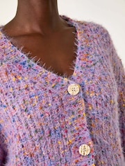 Roman Purple Speckled V-Neck Knit Cardigan - Image 5 of 5