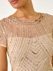 Бежевый - Roman Embellished Sheer Detail Shift Dress - Image 5 of 5