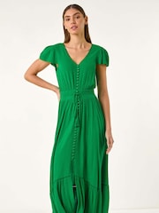 Roman Green Tiered Buttoned Maxi Dress - Image 3 of 5