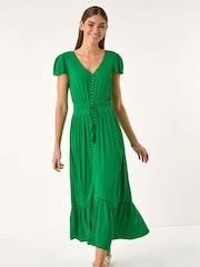 Roman Green Tiered Buttoned Maxi Dress - Image 5 of 5