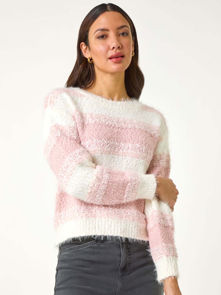 Roman Pink Contrast Shaded Stripe Jumper - Image 1 of 5