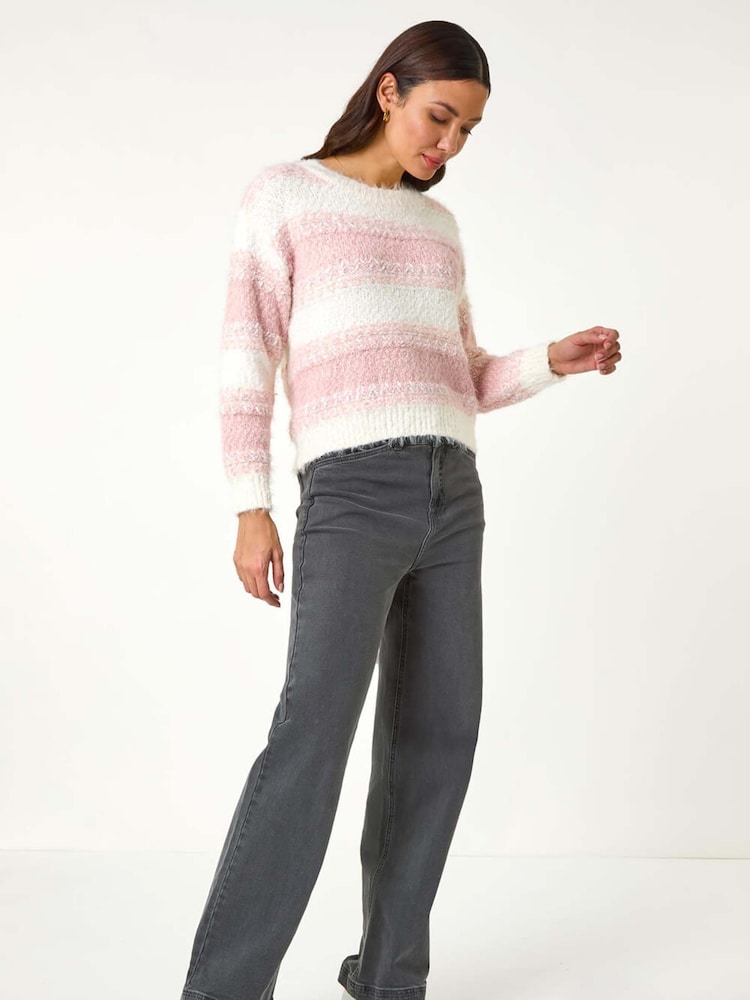 Roman Pink Contrast Shaded Stripe Jumper - Image 2 of 5