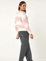Roman Pink Contrast Shaded Stripe Jumper - Image 3 of 5