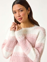 Roman Pink Contrast Shaded Stripe Jumper - Image 4 of 5