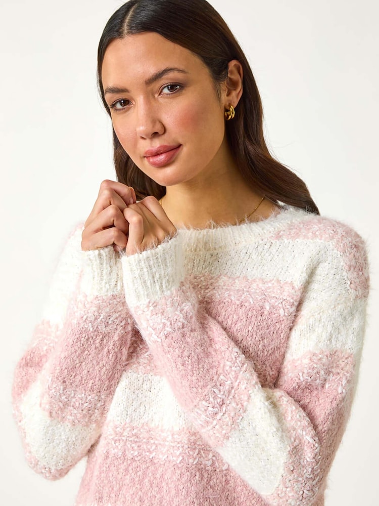 Roman Pink Contrast Shaded Stripe Jumper - Image 4 of 5