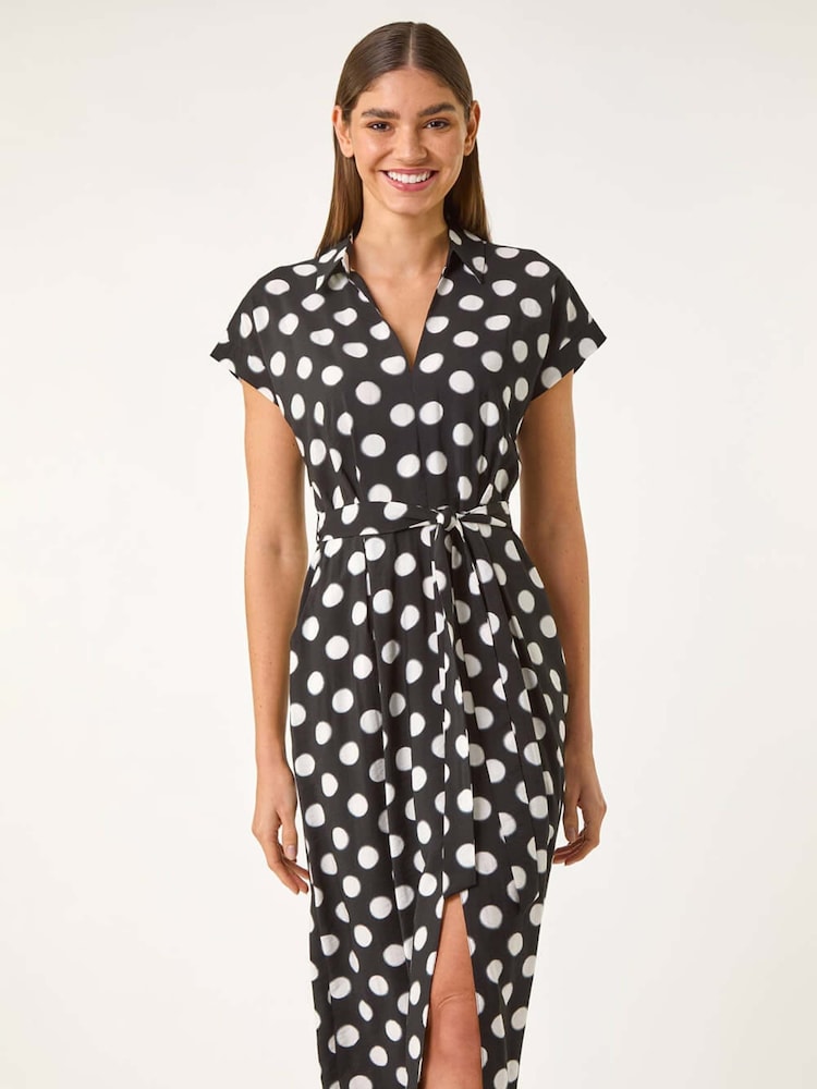 Roman Spot Print Belted Midi Dress - Imagen 2 de 5 Roman Spot Print Belted Midi Dress - Imagen 2 de 5