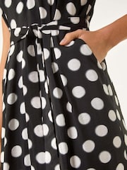 Roman Black Spot Print Belted Midi Dress - Image 5 of 5