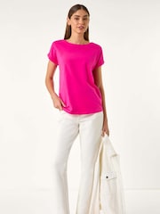 Roman Pink Dark Plain Stretch Jersey T-Shirt - Image 2 of 5