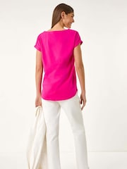 Roman Pink Dark Plain Stretch Jersey T-Shirt - Image 3 of 5