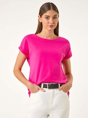 Roman Pink Dark Plain Stretch Jersey T-Shirt - Image 4 of 5