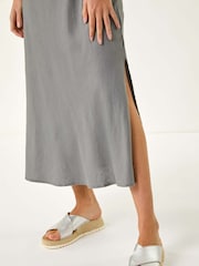 Roman Grey Bias Linen Mix Midi Dress - Image 5 of 5